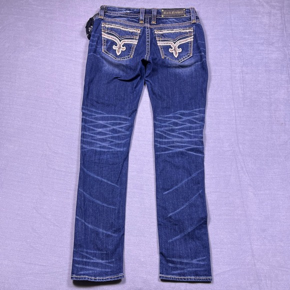 Rock Revival Lauraya Skinny Jeans Women's Size 30 Dark Wash Embellished Pockets